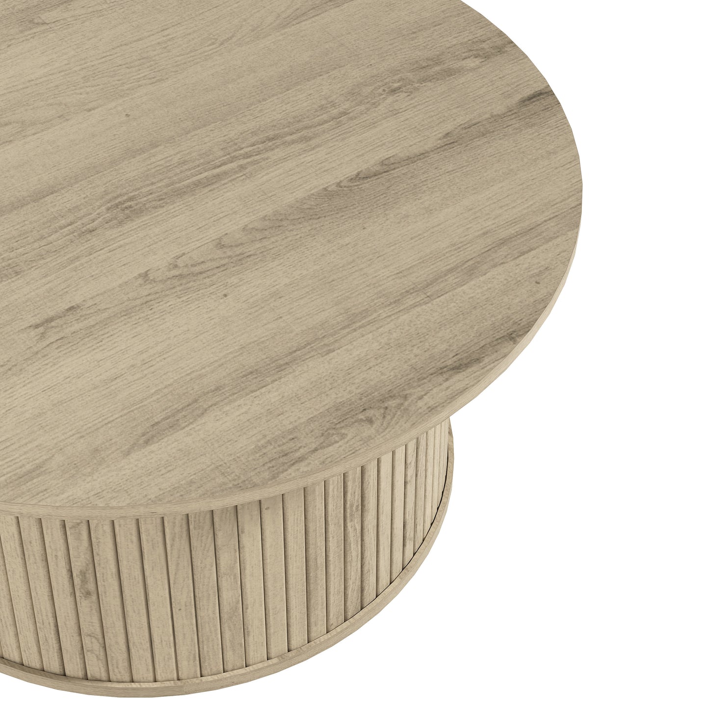Galano Fluted Round Coffee Table 31.1" W × 31.1" D × 14.9" H