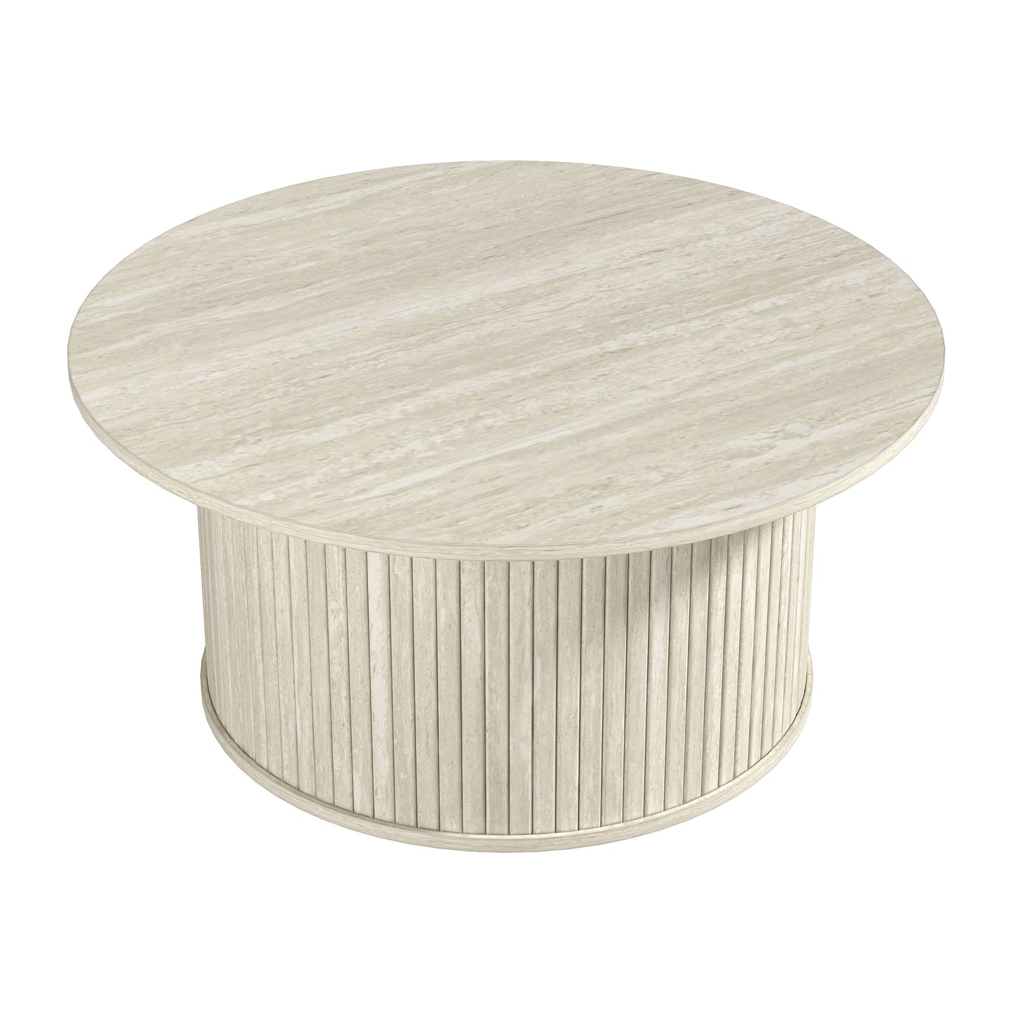 Galano Fluted Round Coffee Table 31.1" W × 31.1" D × 14.9" H