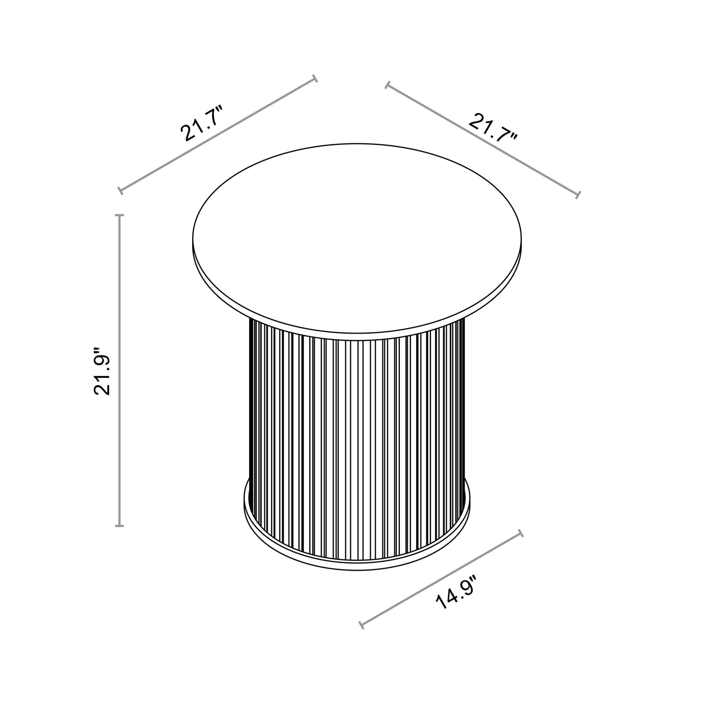 Galano Set of 2 Fluted Pedestal Round End Tables 21.7" W × 21.7" D × 21.9" H