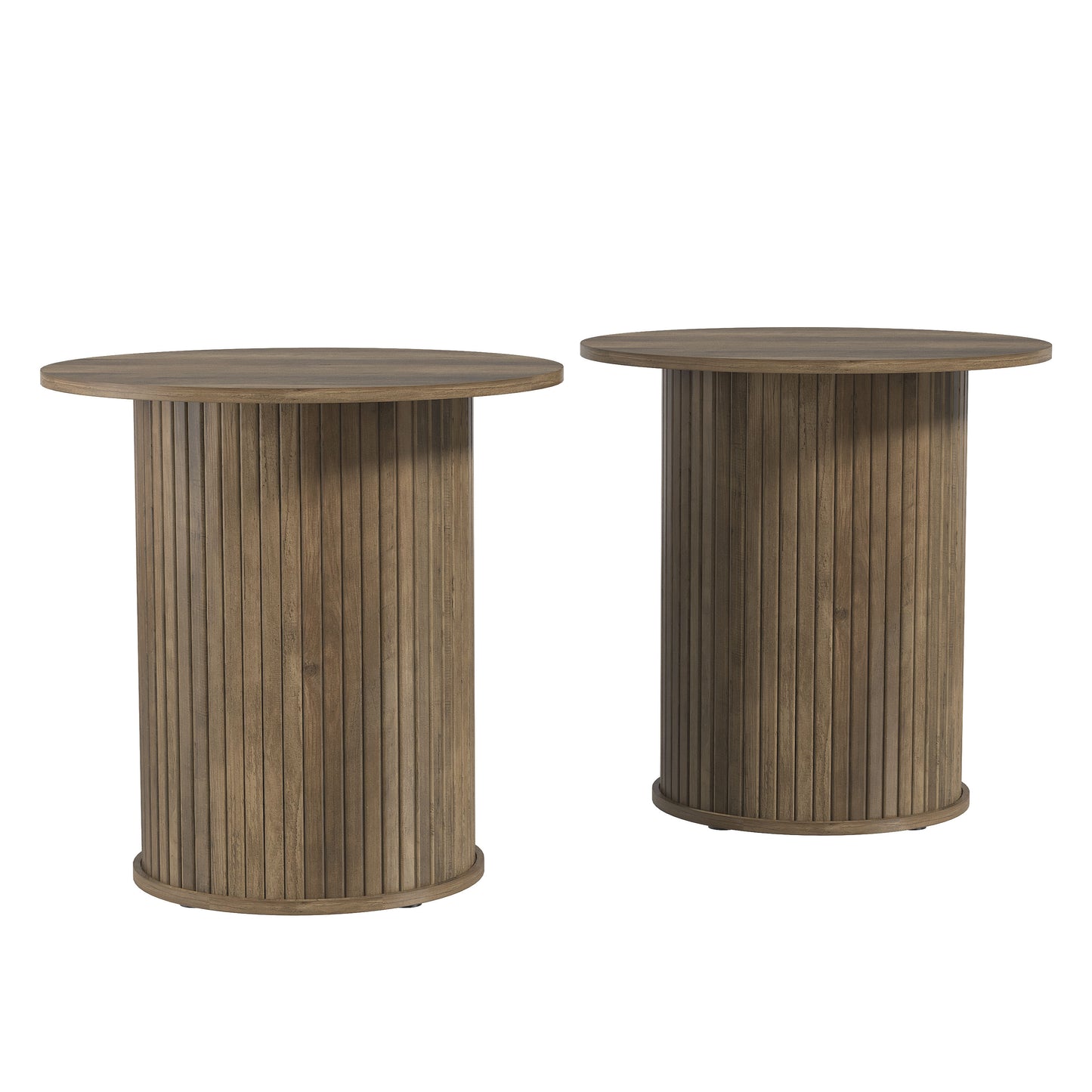 Galano Set of 2 Fluted Pedestal Round End Tables 21.7" W × 21.7" D × 21.9" H