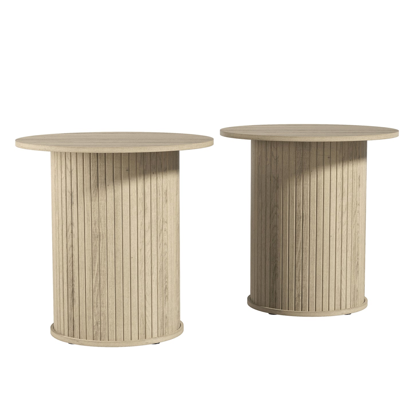Galano Set of 2 Fluted Pedestal Round End Tables 21.7" W × 21.7" D × 21.9" H