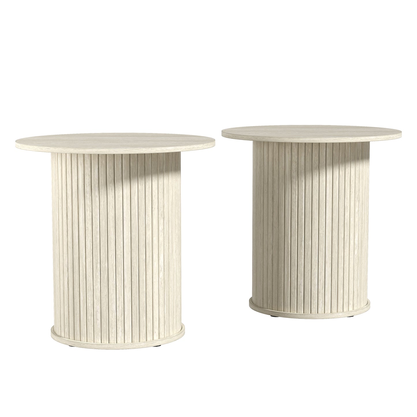 Galano Set of 2 Fluted Pedestal Round End Tables 21.7" W × 21.7" D × 21.9" H