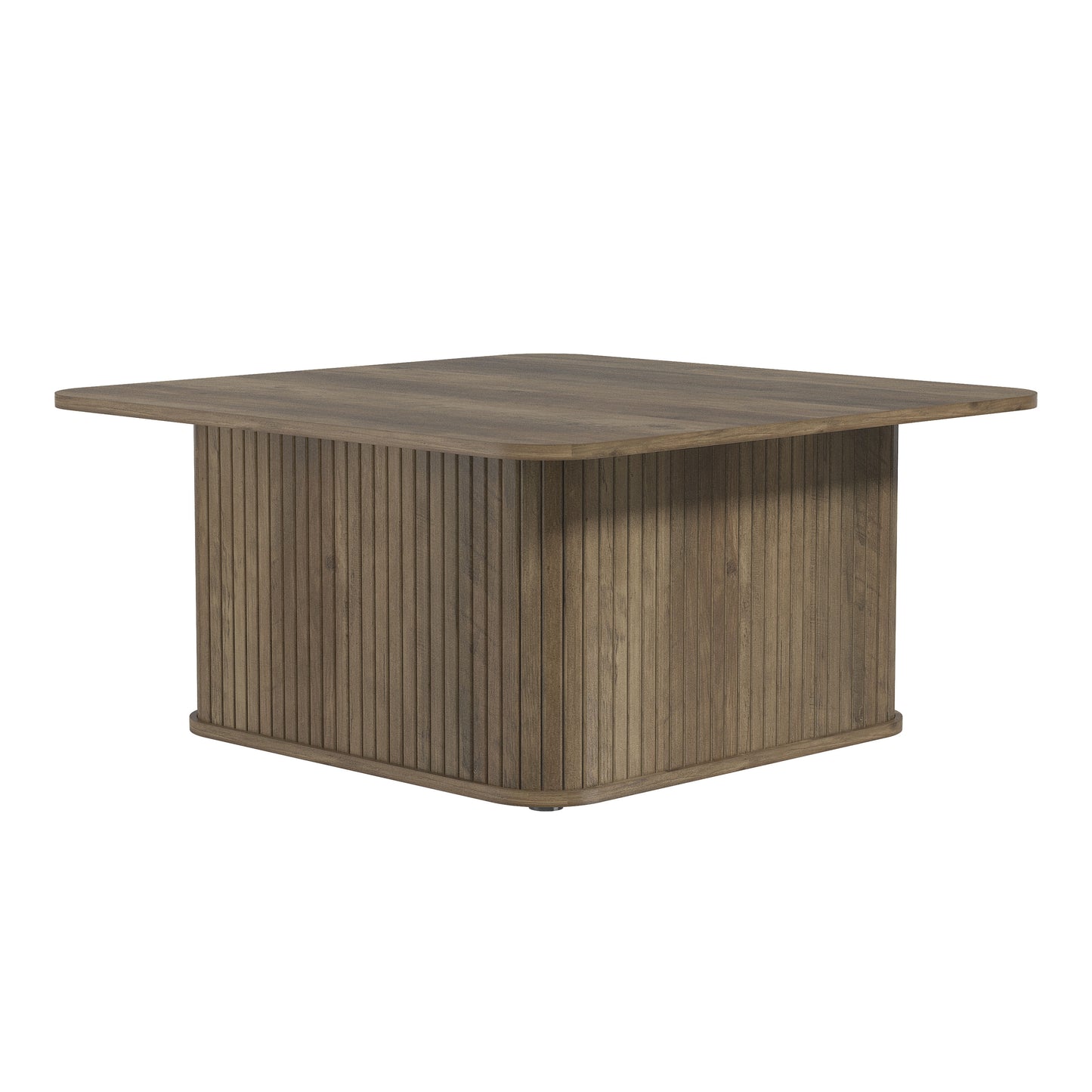 Galano Fluted Square Coffee Table in Wood Finish 31.3" W × 31.3" D × 14.9"