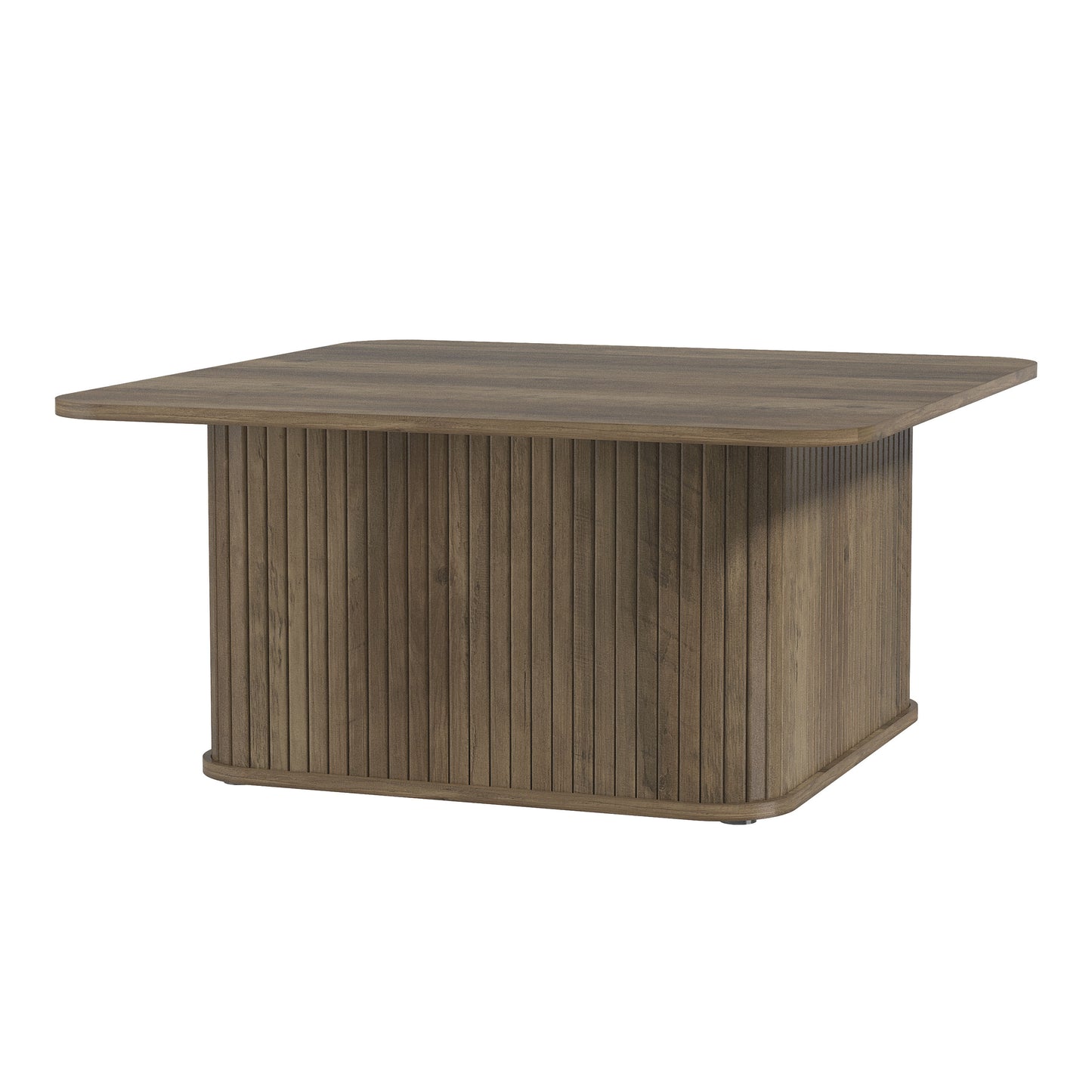 Galano Fluted Square Coffee Table in Wood Finish 31.3" W × 31.3" D × 14.9"