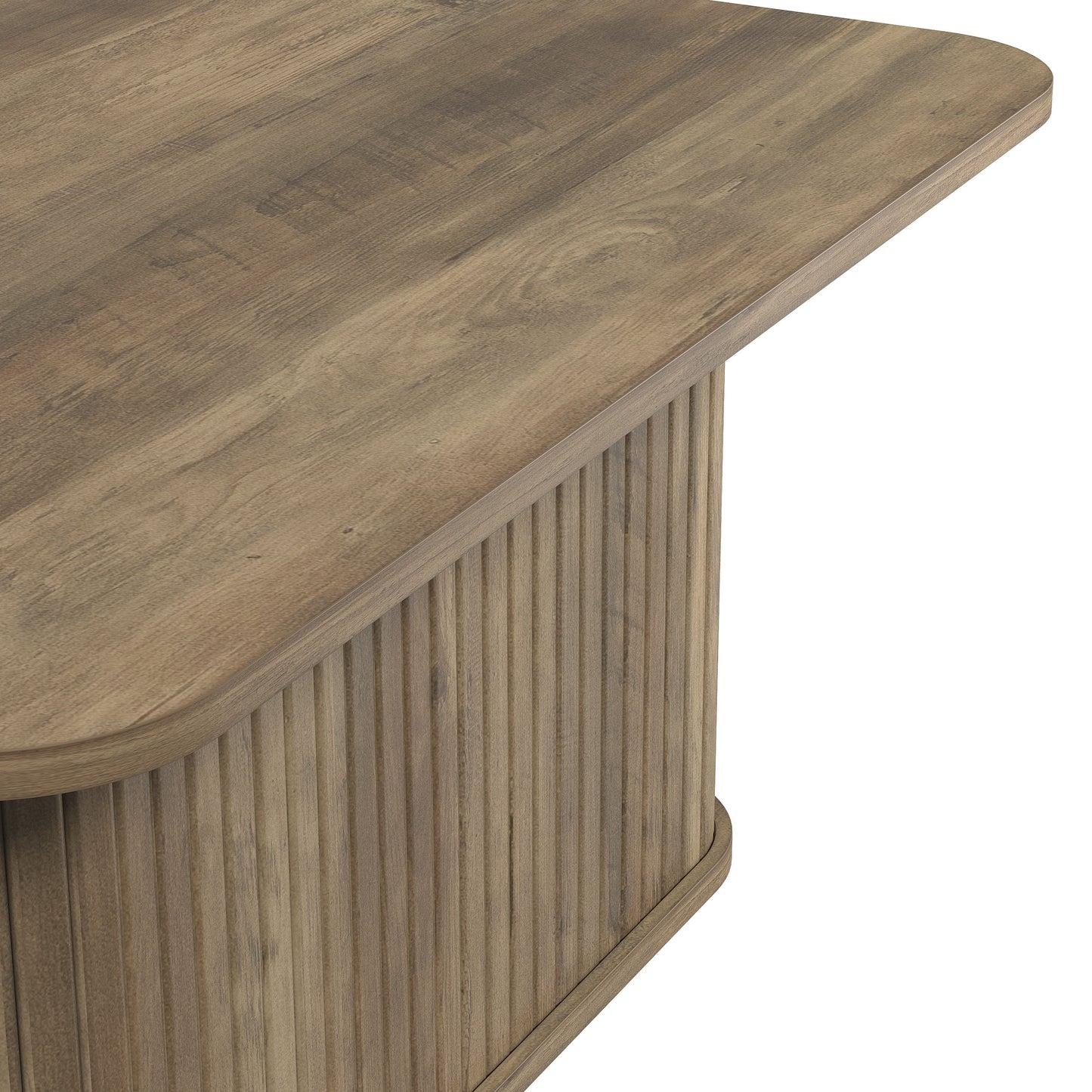 Galano Fluted Square Coffee Table in Wood Finish 31.3" W × 31.3" D × 14.9"
