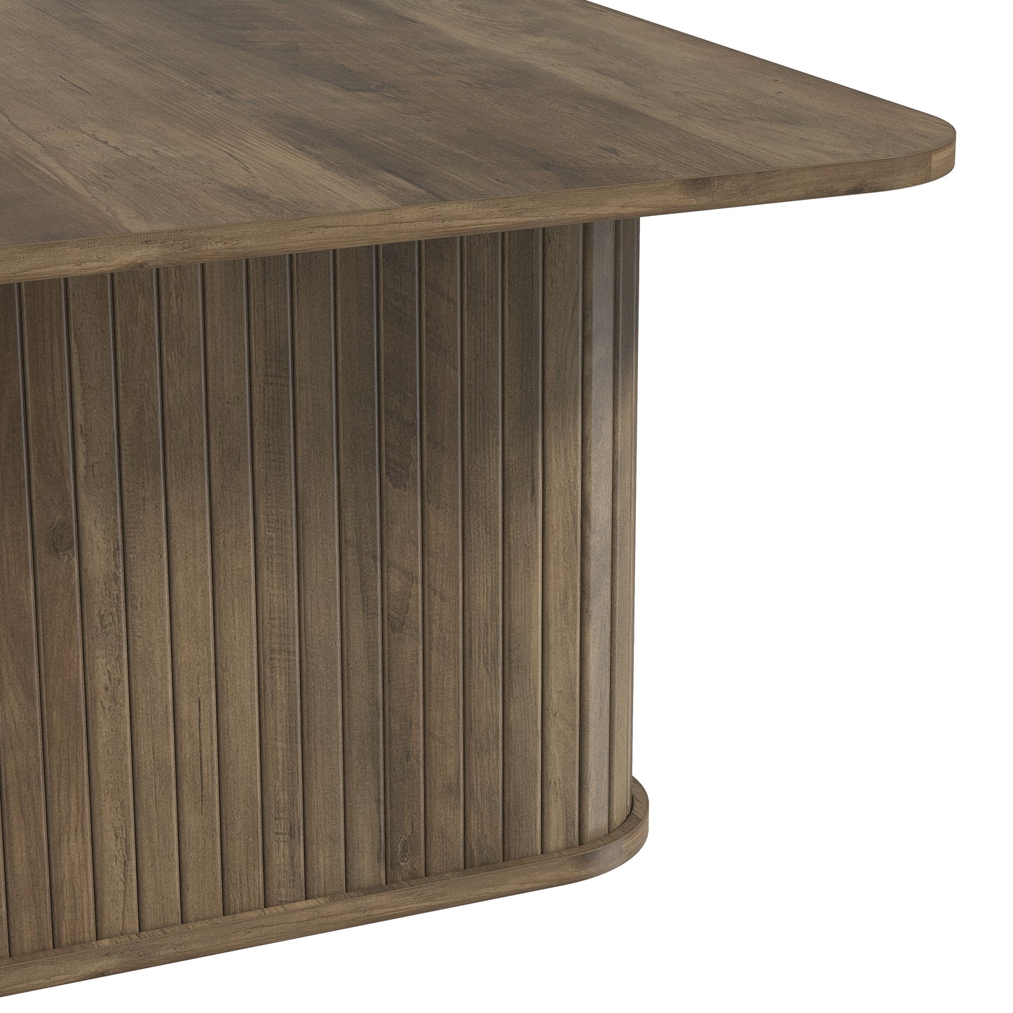 Galano Fluted Square Coffee Table in Wood Finish 31.3" W × 31.3" D × 14.9"