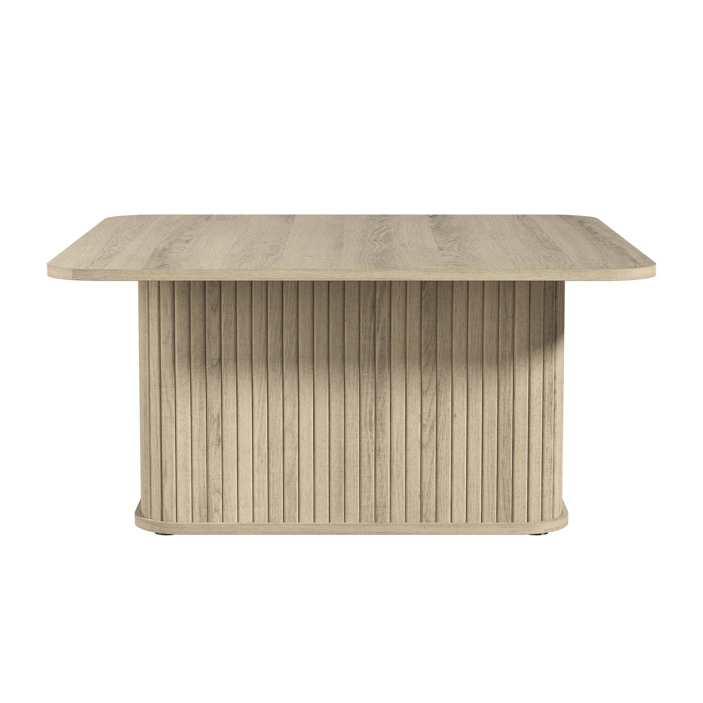 Galano Fluted Square Coffee Table in Wood Finish 31.3" W × 31.3" D × 14.9"