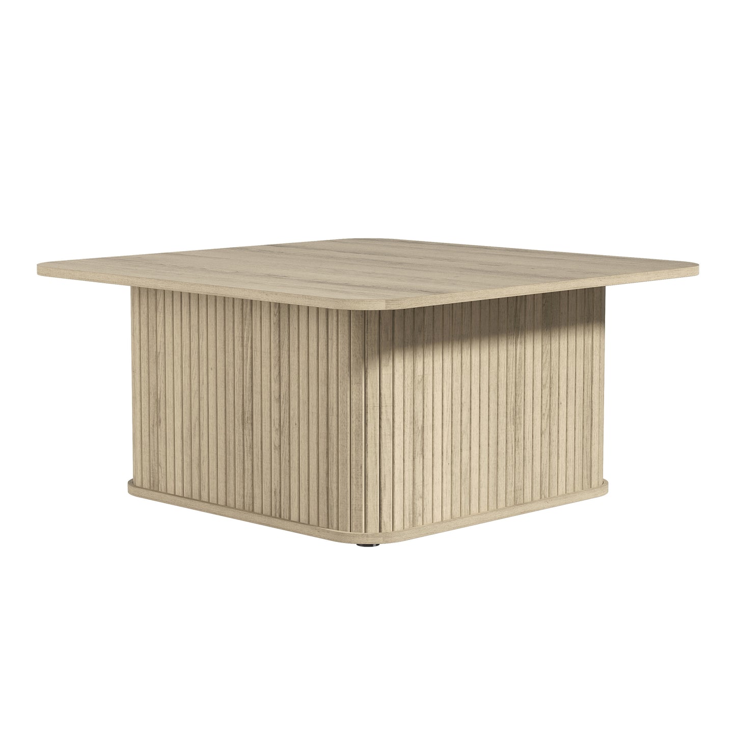Galano Fluted Square Coffee Table in Wood Finish 31.3" W × 31.3" D × 14.9"