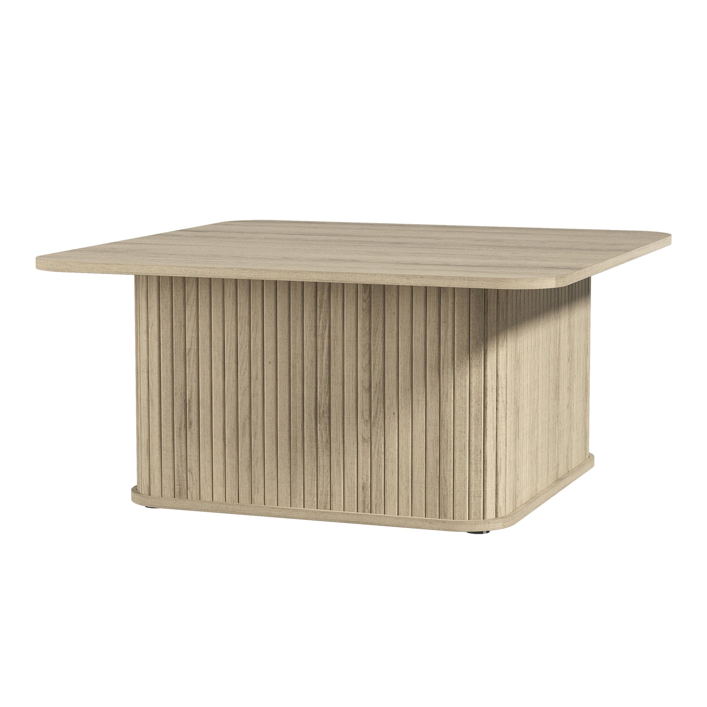 Galano Fluted Square Coffee Table in Wood Finish 31.3" W × 31.3" D × 14.9"