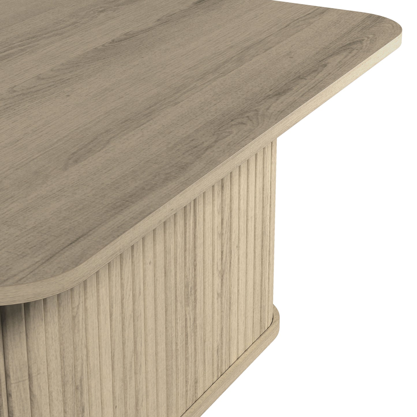 Galano Fluted Square Coffee Table in Wood Finish 31.3" W × 31.3" D × 14.9"