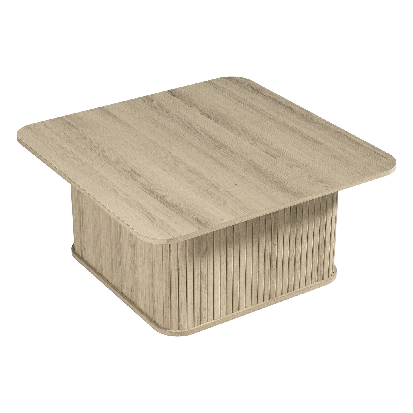 Galano Fluted Square Coffee Table in Wood Finish 31.3" W × 31.3" D × 14.9"