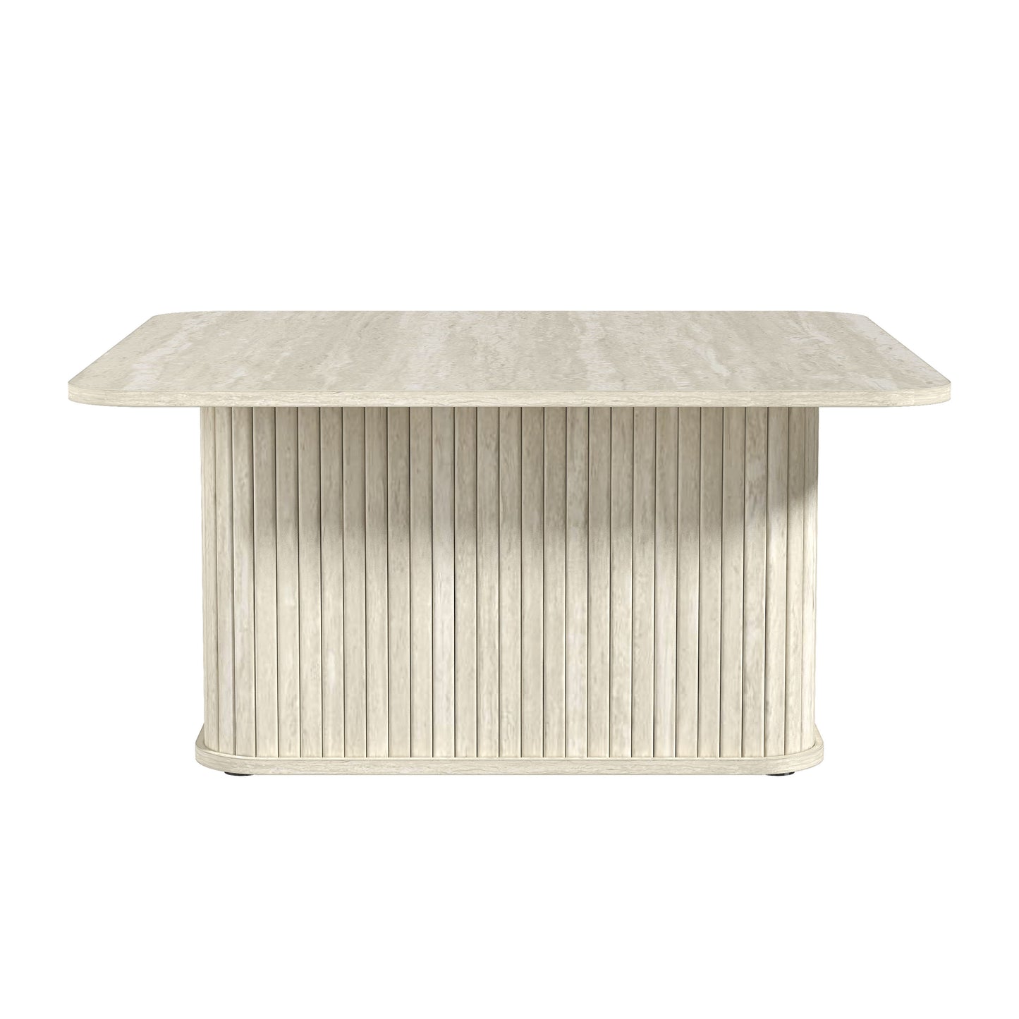 Galano Fluted Square Coffee Table in Wood Finish 31.3" W × 31.3" D × 14.9"