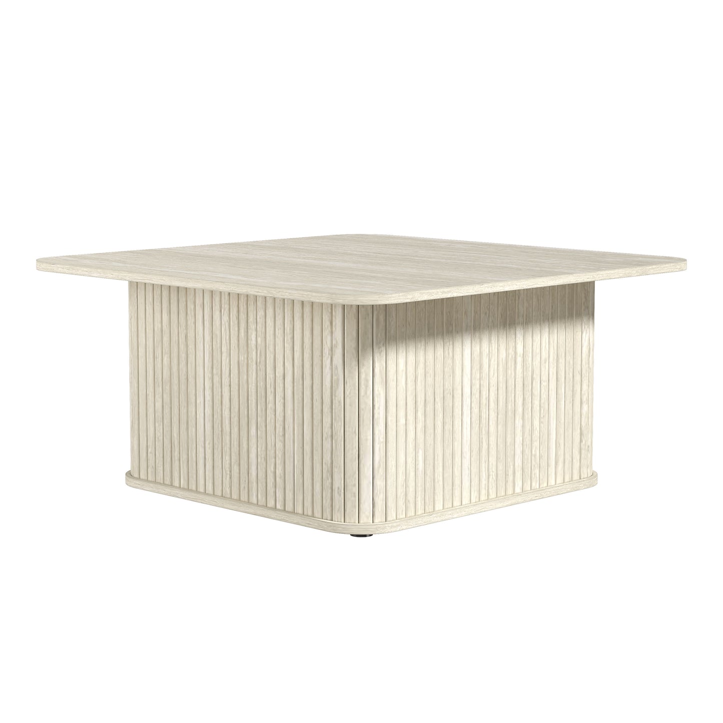 Galano Fluted Square Coffee Table in Wood Finish 31.3" W × 31.3" D × 14.9"