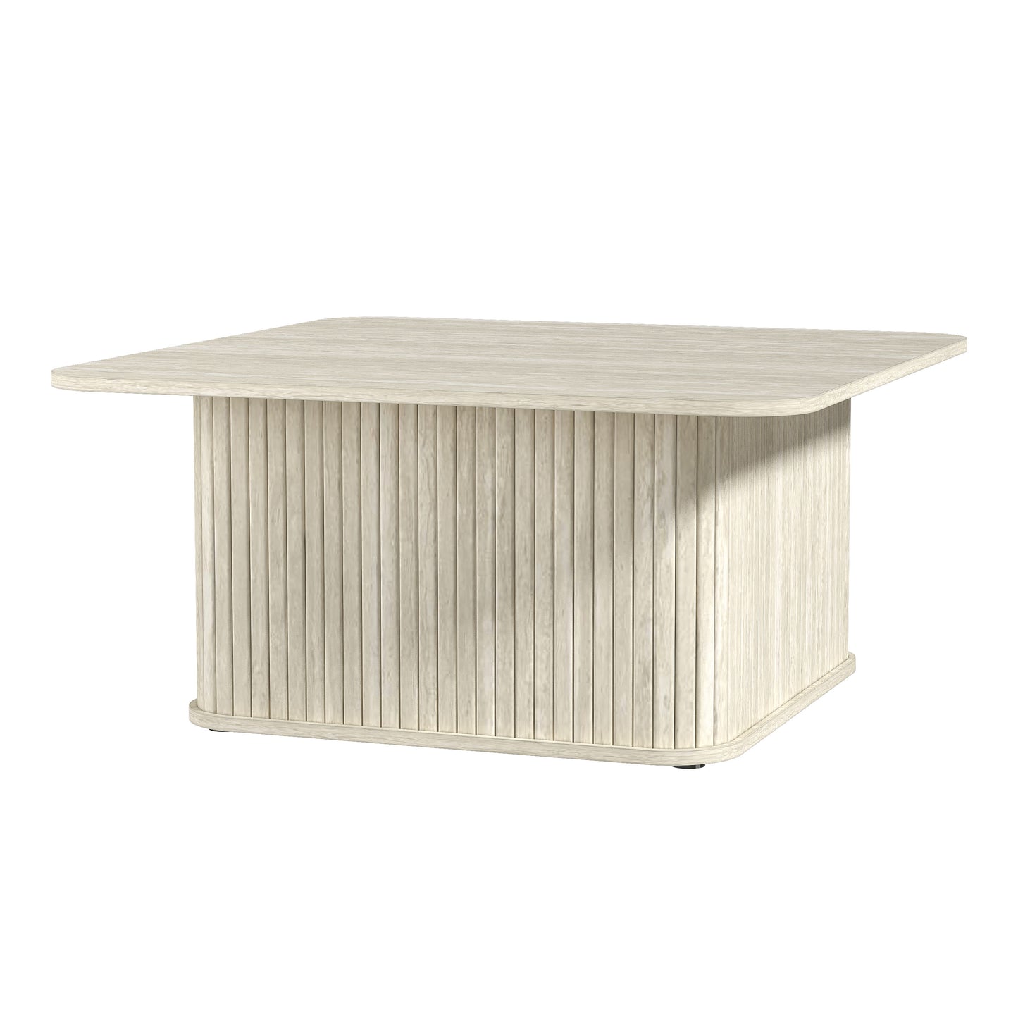 Galano Fluted Square Coffee Table in Wood Finish 31.3" W × 31.3" D × 14.9"