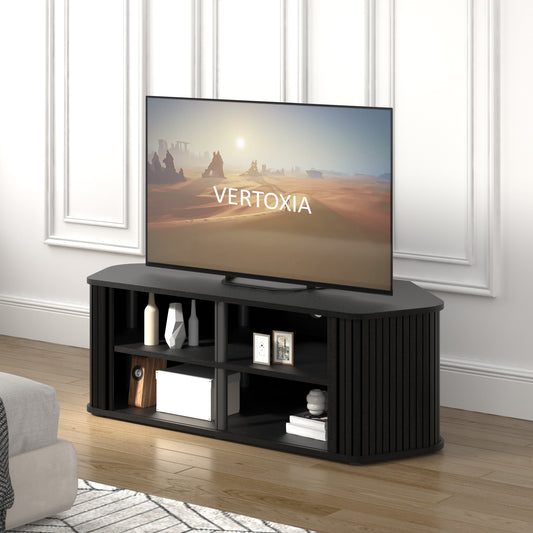 Galano Corner TV Stand with Fluted Doors 43.3" W x 20.0" D x 14.8" H, Black Oak