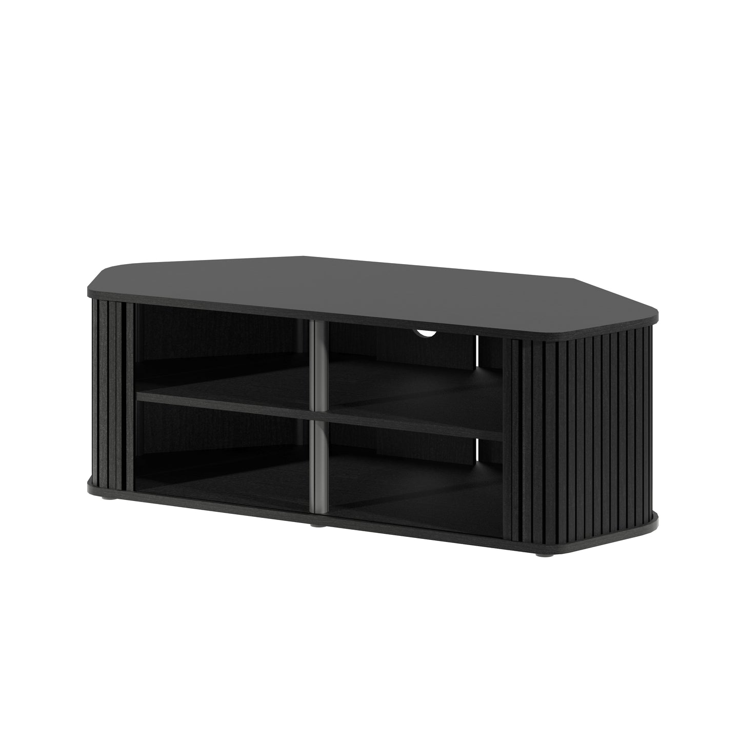 Galano Corner TV Stand with Fluted Doors 43.3" W × 20.0" D × 14.8" H, Black Oak