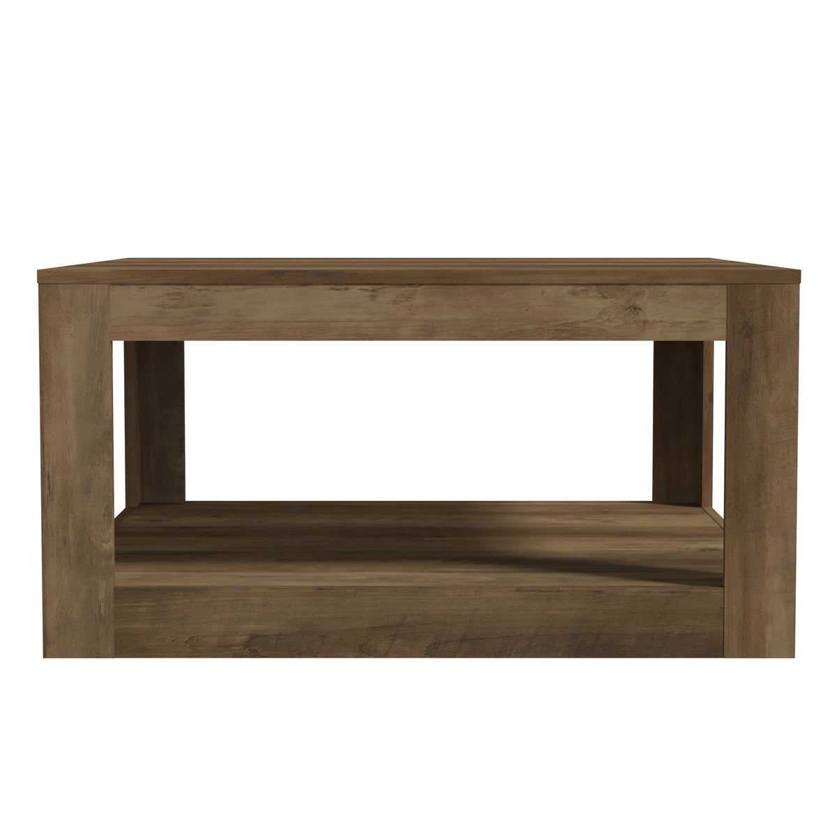GALANO Square Coffee Table with Open Shelf, 31.5", Knotty Oak, 1-Piece