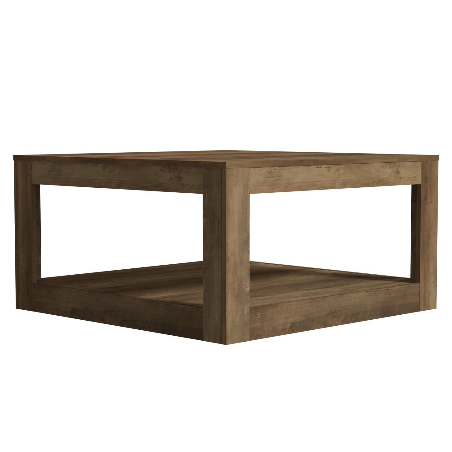 GALANO Square Coffee Table with Open Shelf, 31.5", Knotty Oak, 1-Piece