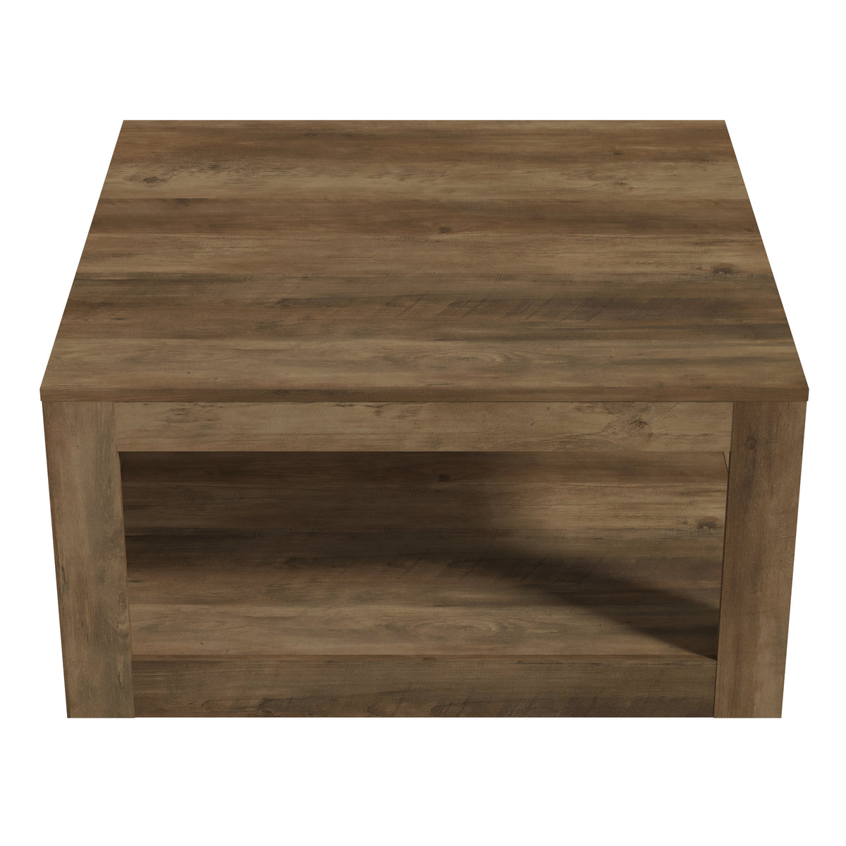 GALANO Square Coffee Table with Open Shelf, 31.5", Knotty Oak, 1-Piece