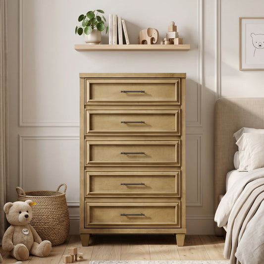 Galano 28.7" W Traditional 5 Drawer Chest with Solid Wood Details and Interlocking Drawers