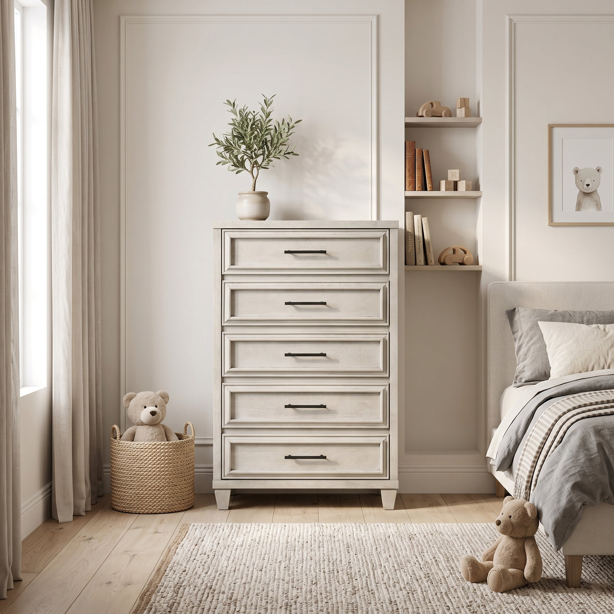 Galano 28.7" W Traditional 5 Drawer Chest with Solid Wood Details and Interlocking Drawers