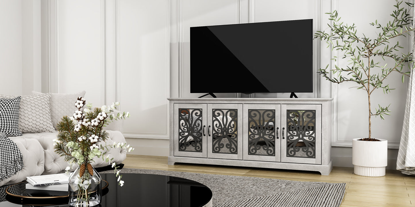 GALANO Traditional Mirrored Door TV Stand with Adjustable Shelves 68.2" W x 17.2" D x 29.3" H