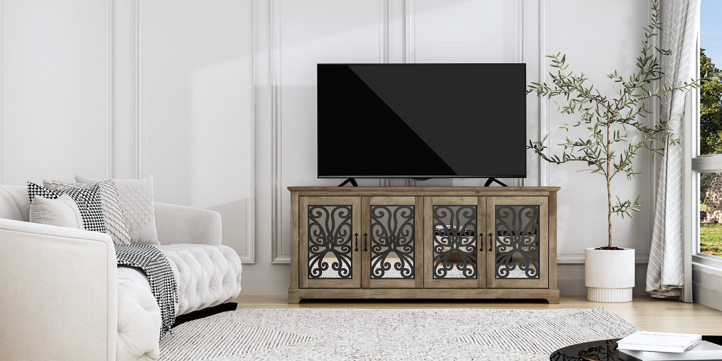 GALANO Mirrored Door TV Stand with Concealed Storage 68.2" W × 17.2" D × 29.3" H
