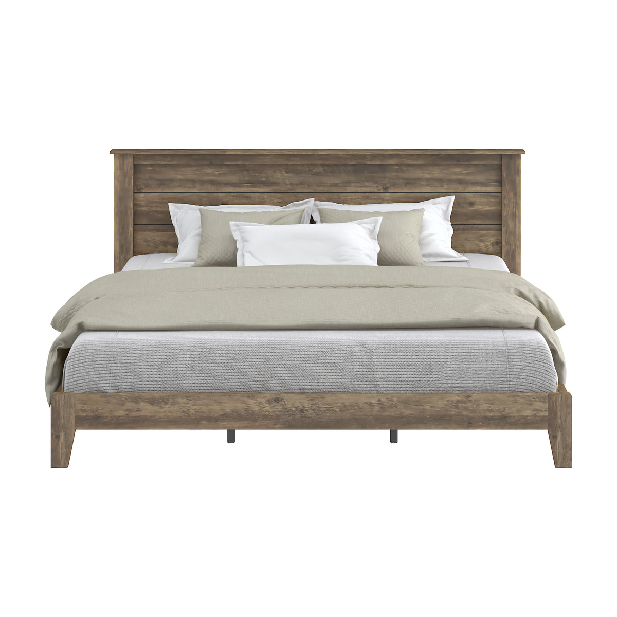 GALANO King Platform Bed with Headboard and Slat Kit, 1 Bed
