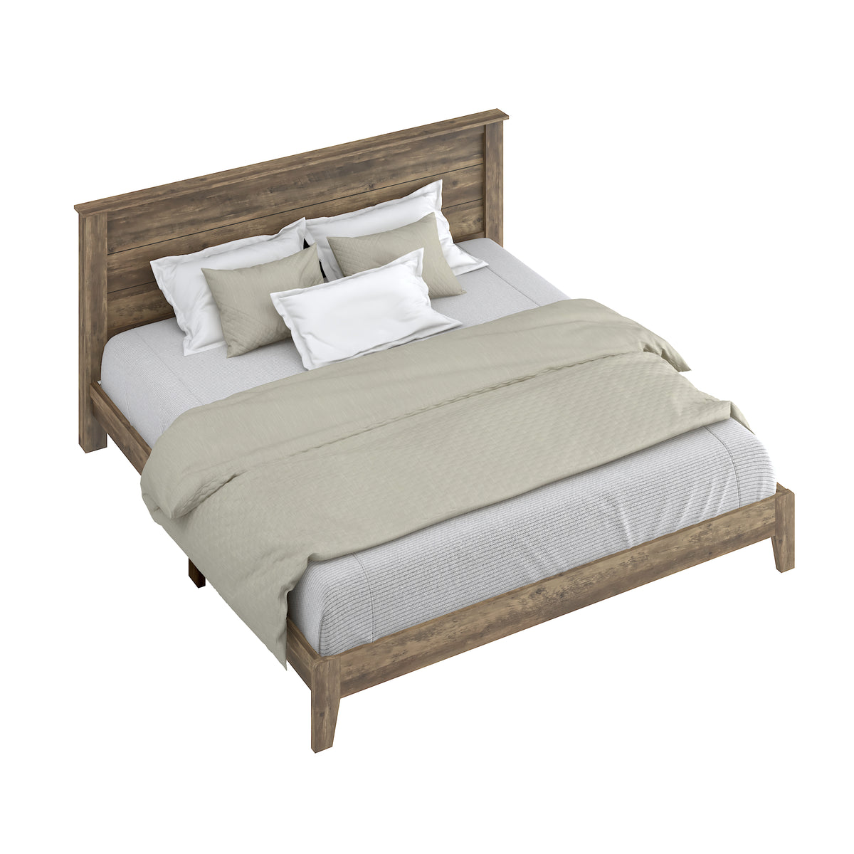 GALANO King Platform Bed with Headboard and Slat Kit, 1 Bed