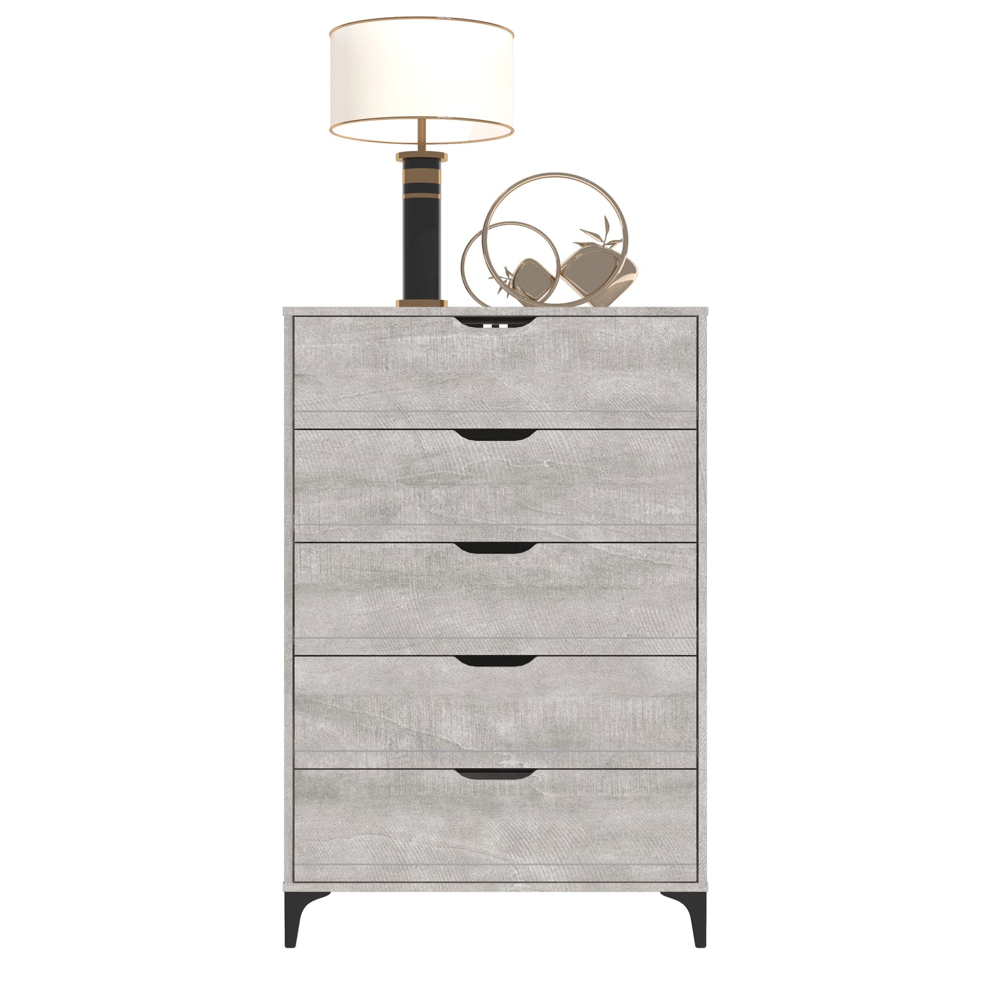 GALANO 5-Drawer Chest with Interlock Safety in Gray 30.7" W × 15.6" D × 46.4" H