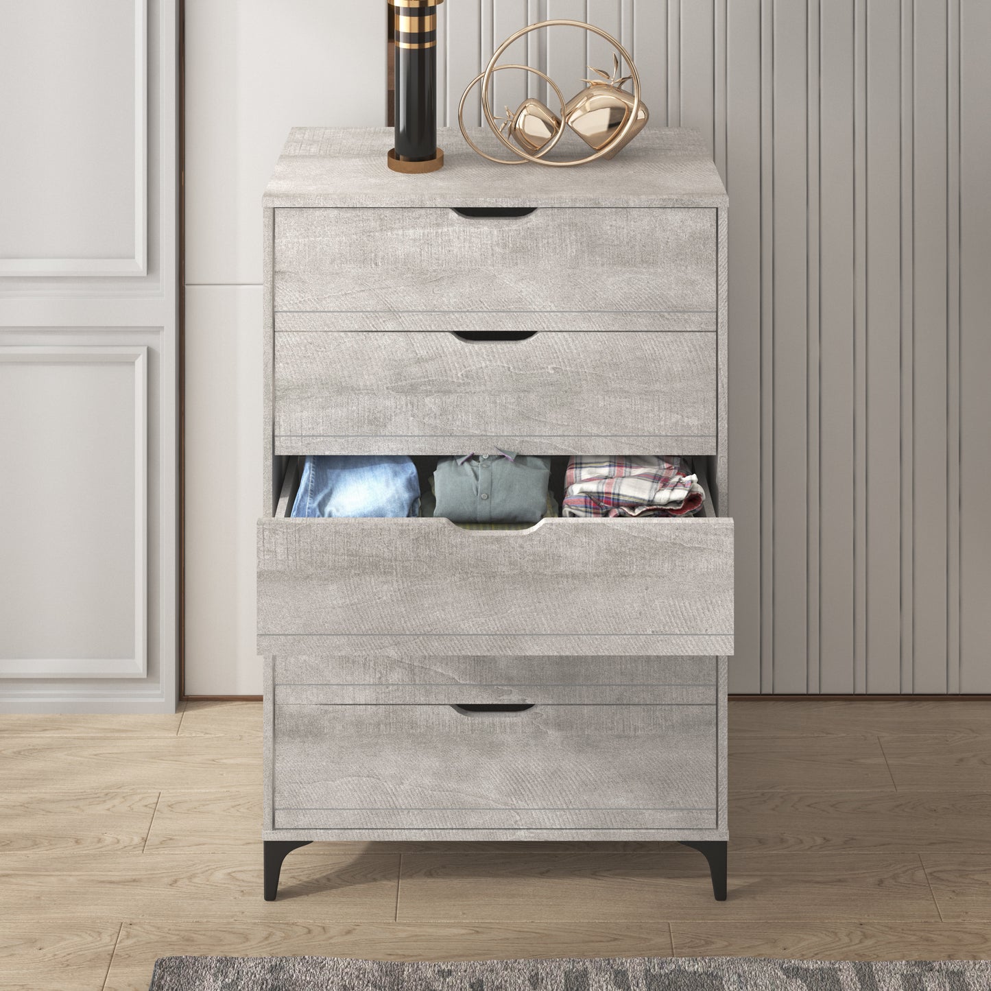GALANO 5-Drawer Chest with Interlock Safety in Gray 30.7" W × 15.6" D × 46.4" H