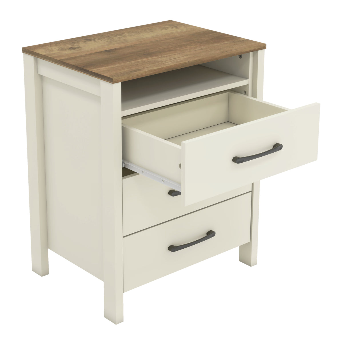 GALANO 3-Drawer Nightstand with Open Shelf, 26.1" H