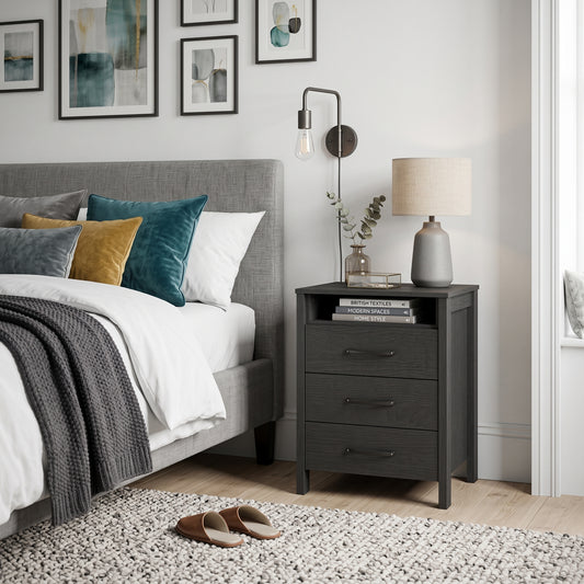 Galano 26.1" H Modern 3 Drawer Nightstand Bedside Table with Open Shelf