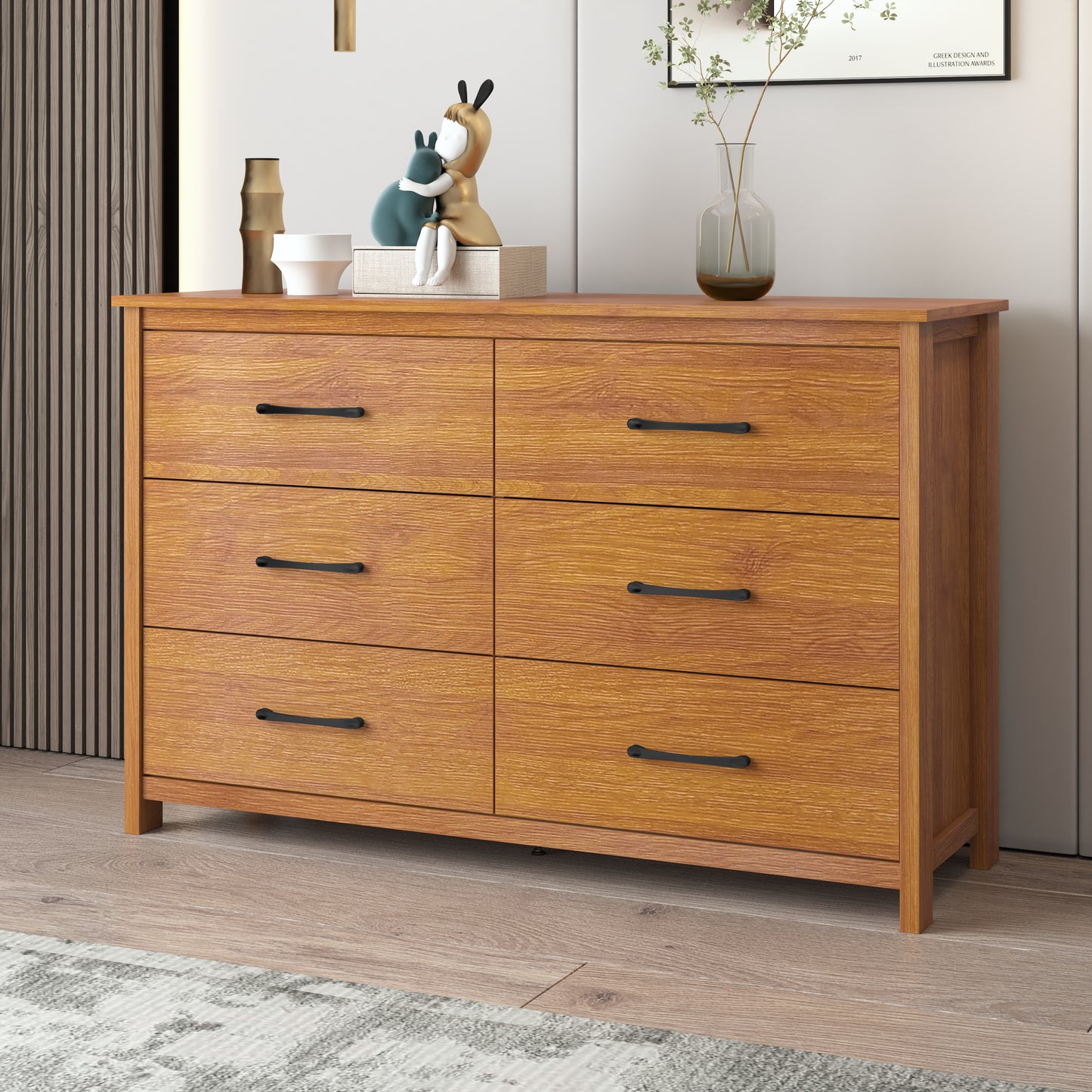 Galano 6-Drawer Dresser with Interlock Safety 47" W x 15.6" D x 31.3" H