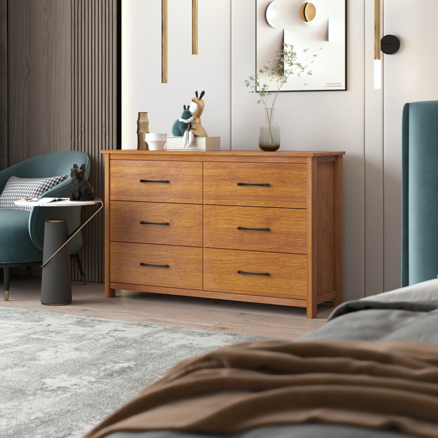 Galano 6-Drawer Dresser with Interlock Safety 47" W x 15.6" D x 31.3" H