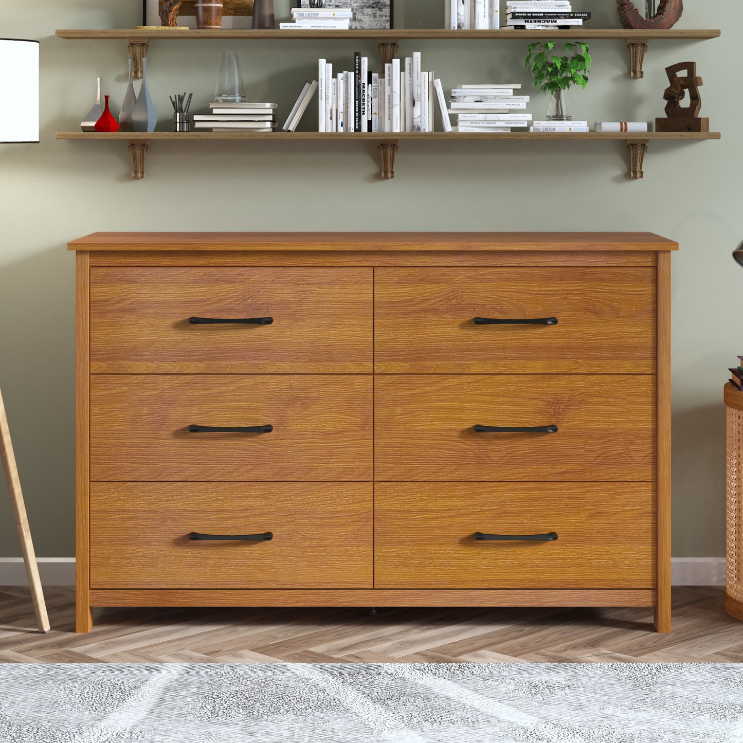 Galano 6-Drawer Dresser with Interlock Safety 47" W x 15.6" D x 31.3" H