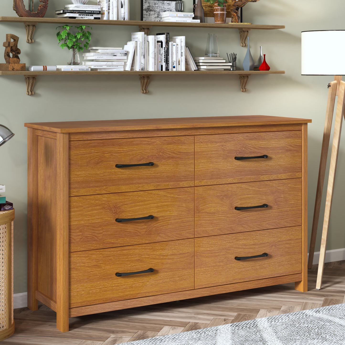 Galano 6-Drawer Dresser with Interlock Safety 47" W x 15.6" D x 31.3" H