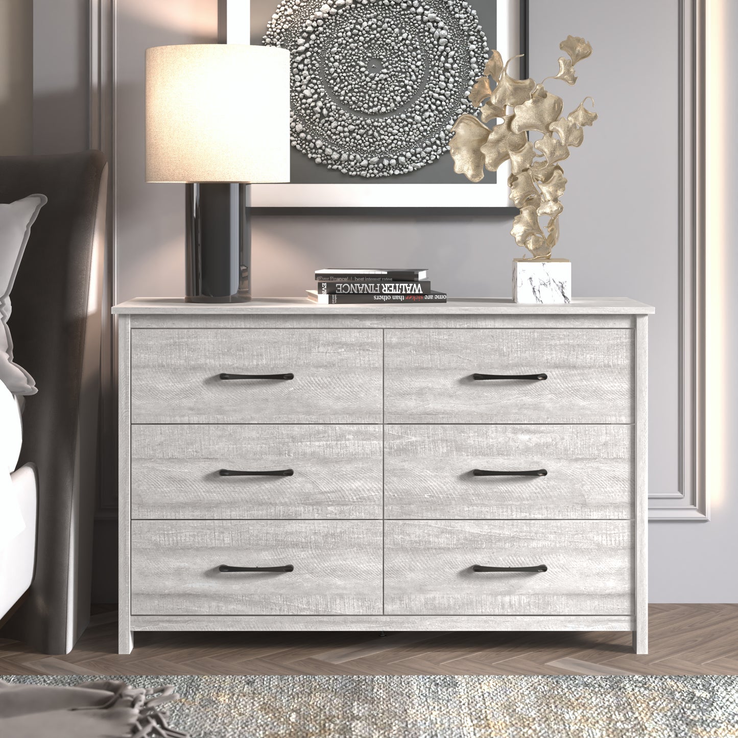 Galano 6-Drawer Dresser with Interlock Safety 47" W x 15.6" D x 31.3" H