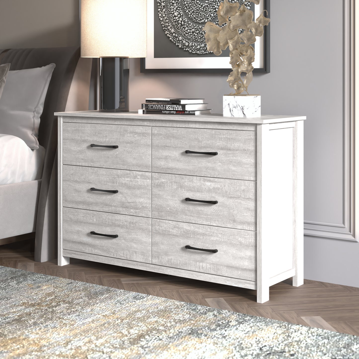Galano 6-Drawer Dresser with Interlock Safety 47" W x 15.6" D x 31.3" H