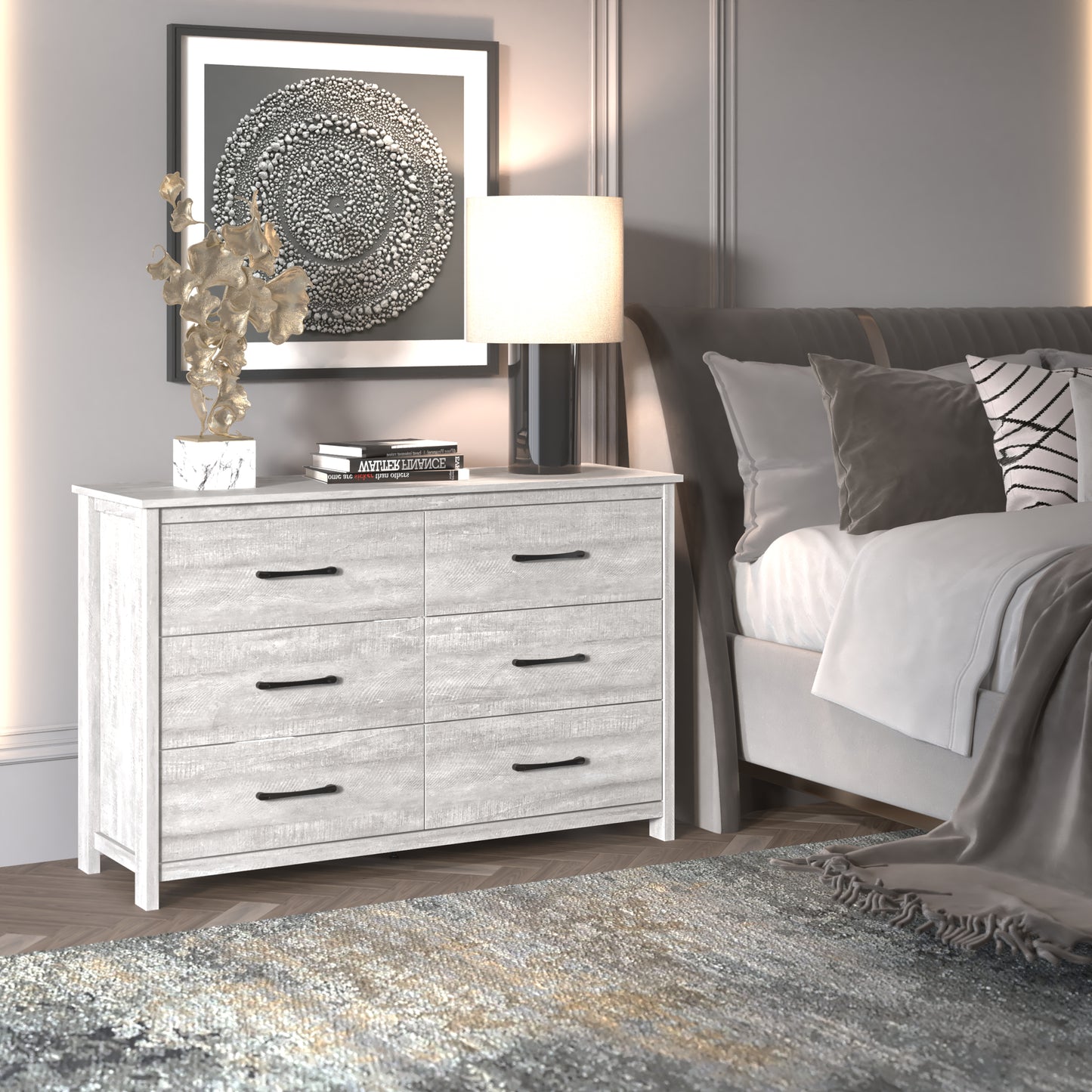 Galano 6-Drawer Dresser with Interlock Safety 47" W x 15.6" D x 31.3" H