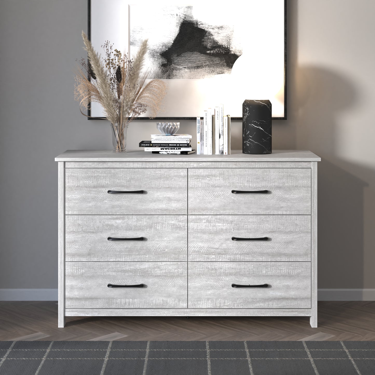 Galano 6-Drawer Dresser with Interlock Safety 47" W x 15.6" D x 31.3" H