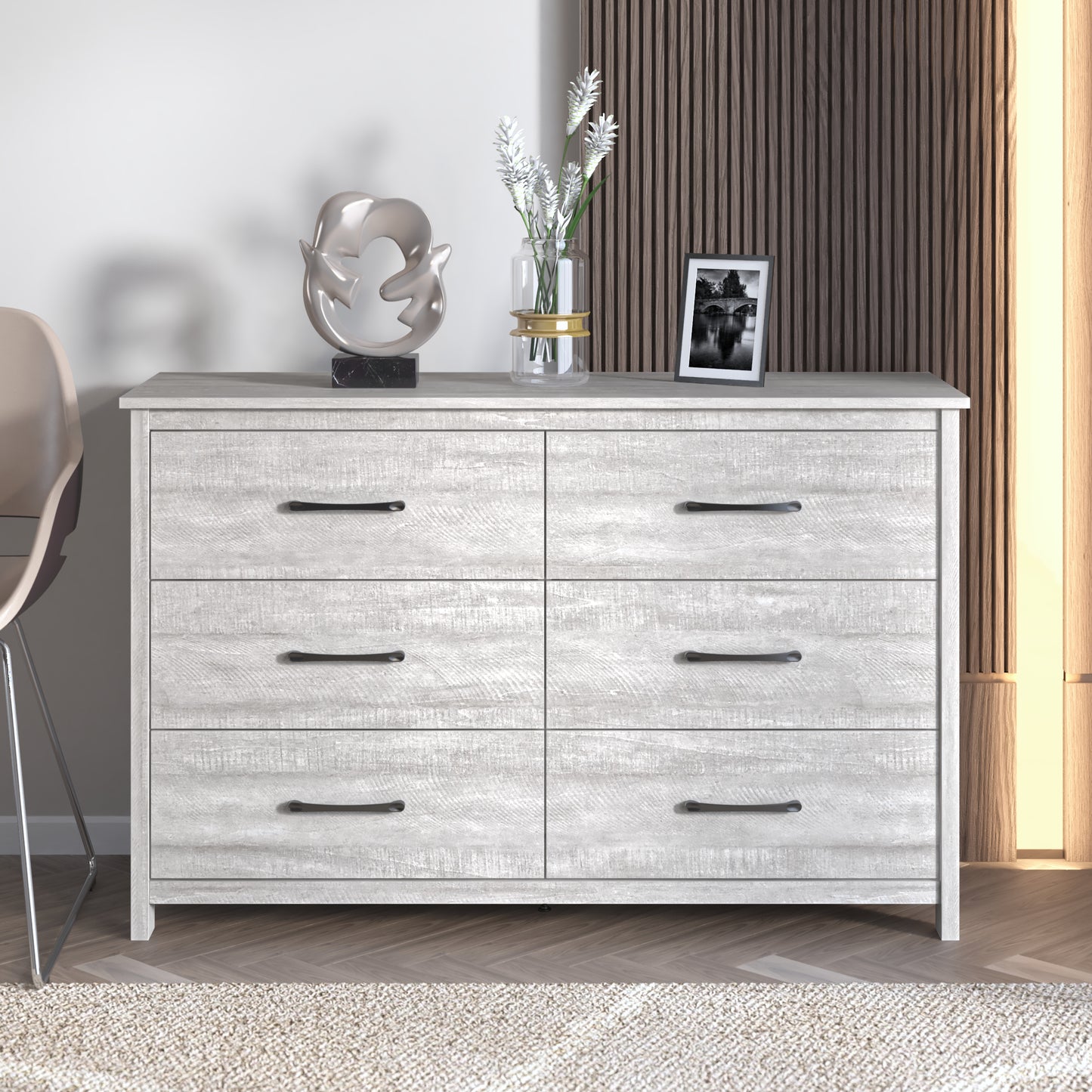 Galano 6-Drawer Dresser with Interlock Safety 47" W x 15.6" D x 31.3" H