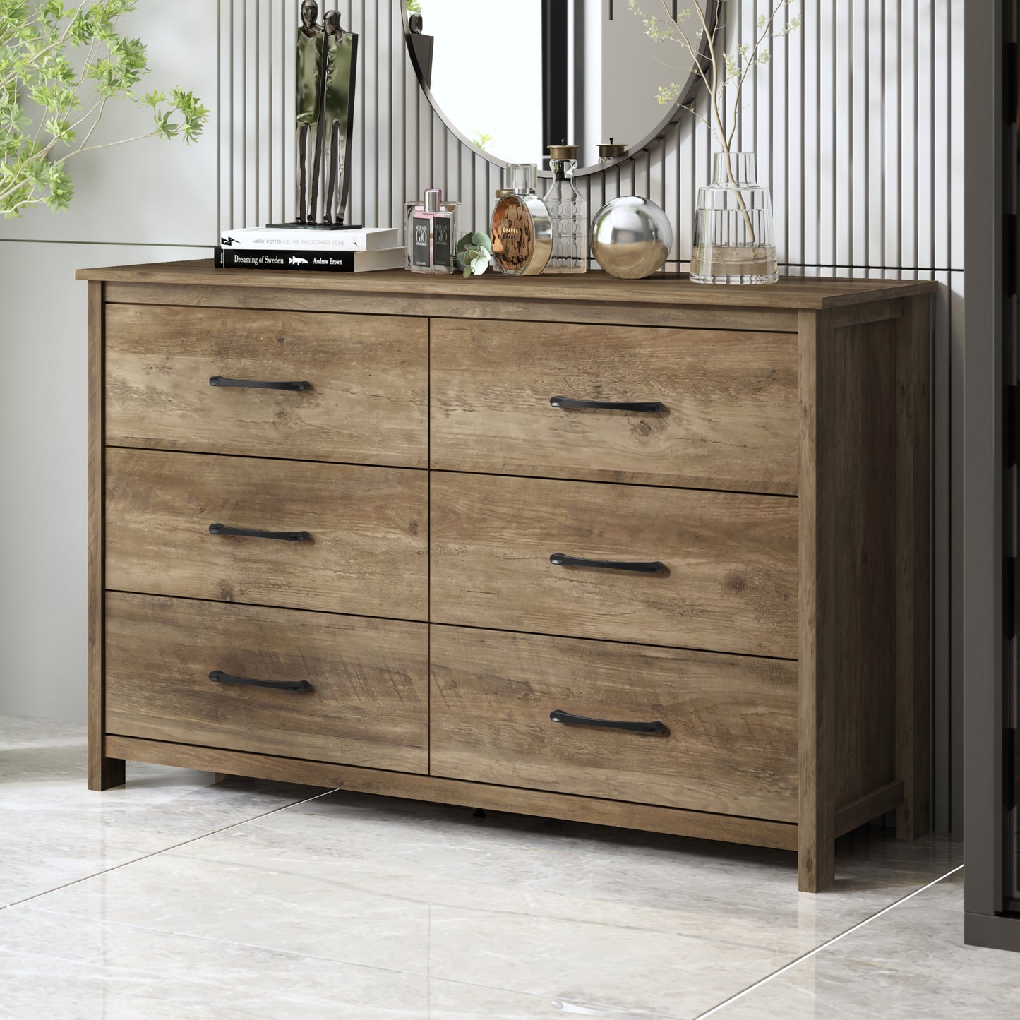 Galano 6-Drawer Dresser with Interlock Safety 47" W x 15.6" D x 31.3" H