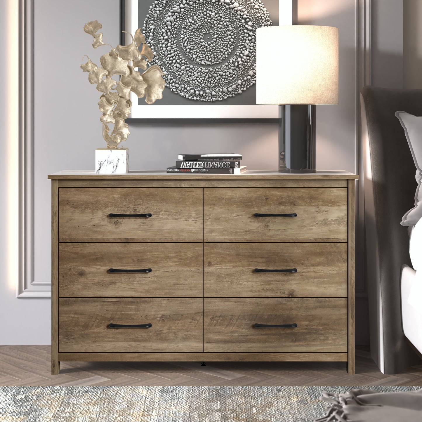 Galano 6-Drawer Dresser with Interlock Safety 47" W x 15.6" D x 31.3" H