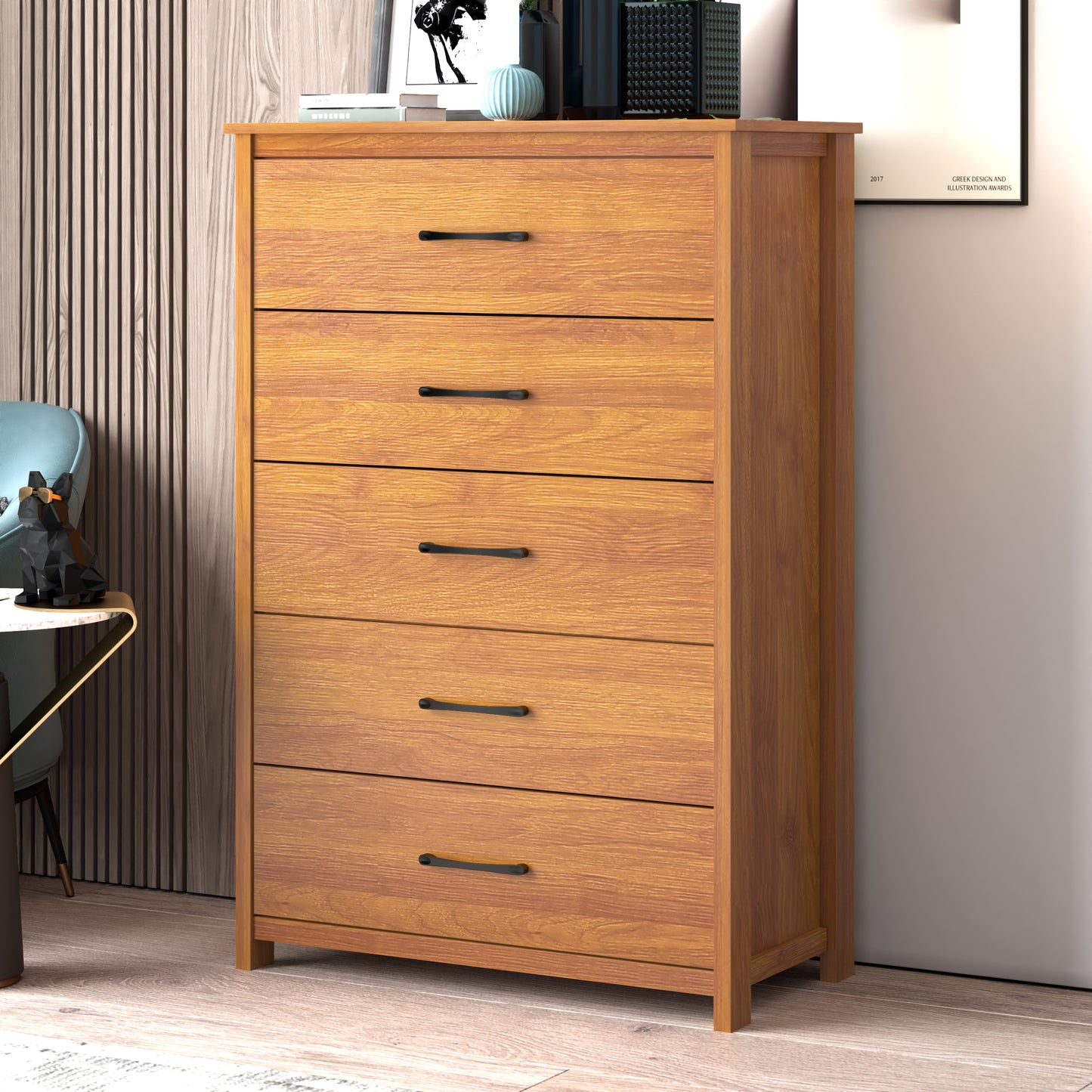 Galano 5-Drawer Dresser with Narrow Depth 31.3" W × 15.6" D × 47.7" H