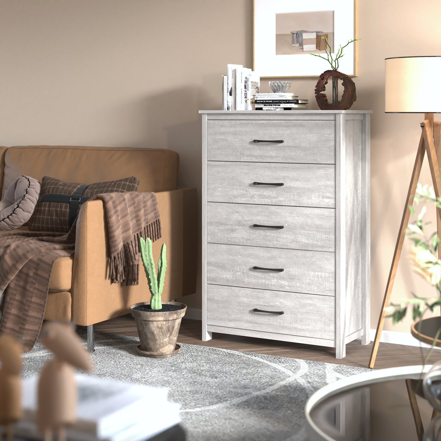 Galano 5-Drawer Dresser with Narrow Depth 31.3" W × 15.6" D × 47.7" H