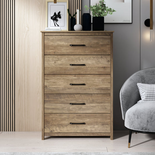 Galano 31.5" W Modern Farmhouse 5 Drawer Chest with Interlocking Drawers