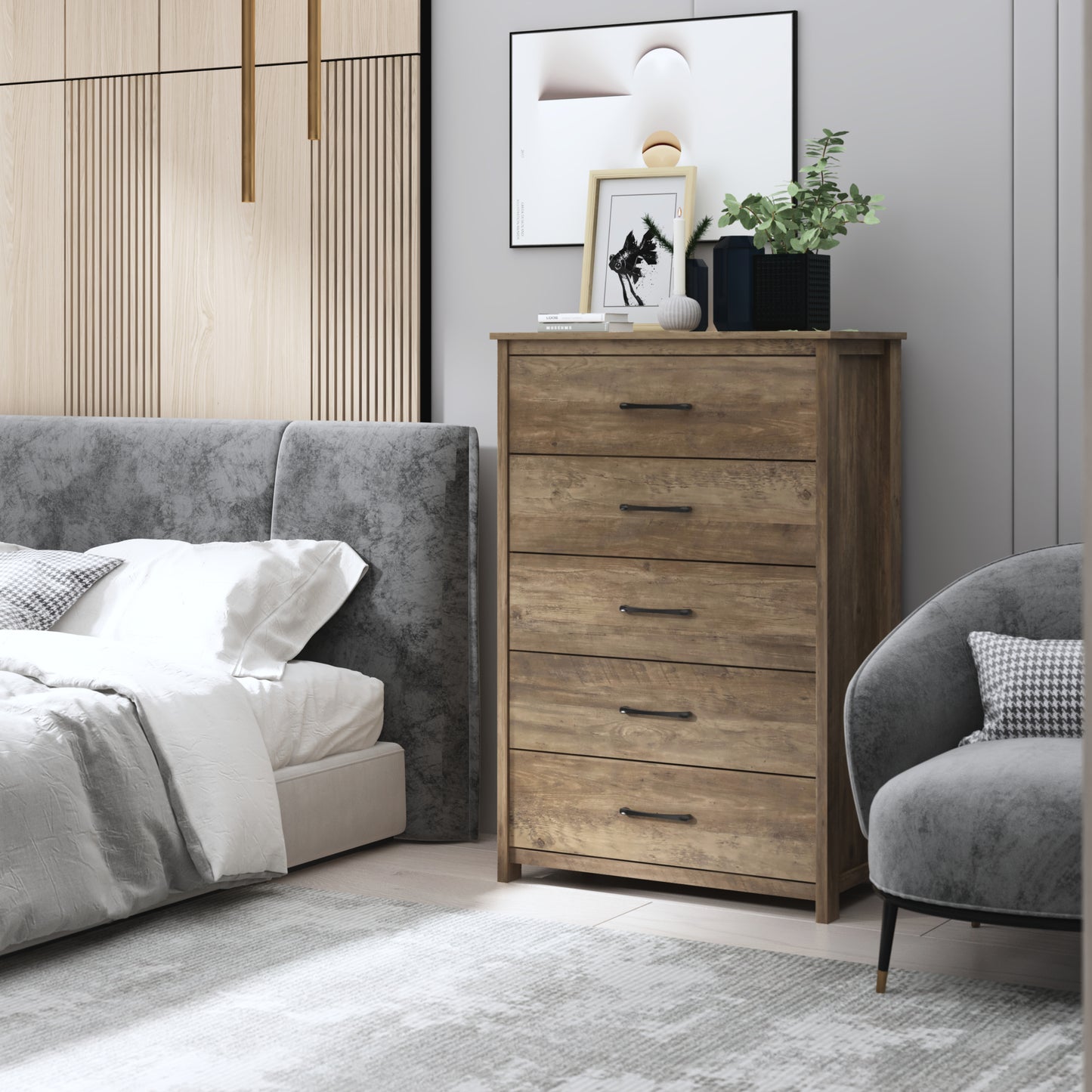 Galano 5-Drawer Dresser with Narrow Depth 31.3" W × 15.6" D × 47.7" H