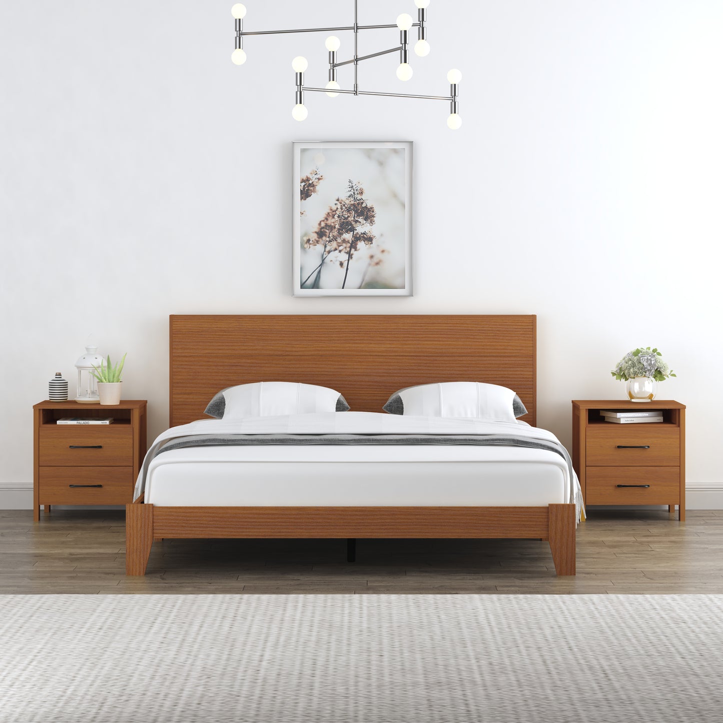 Galano Modern 2-Drawer Nightstand with Open Storage 20.9" W × 15.7" D × 22.7" H