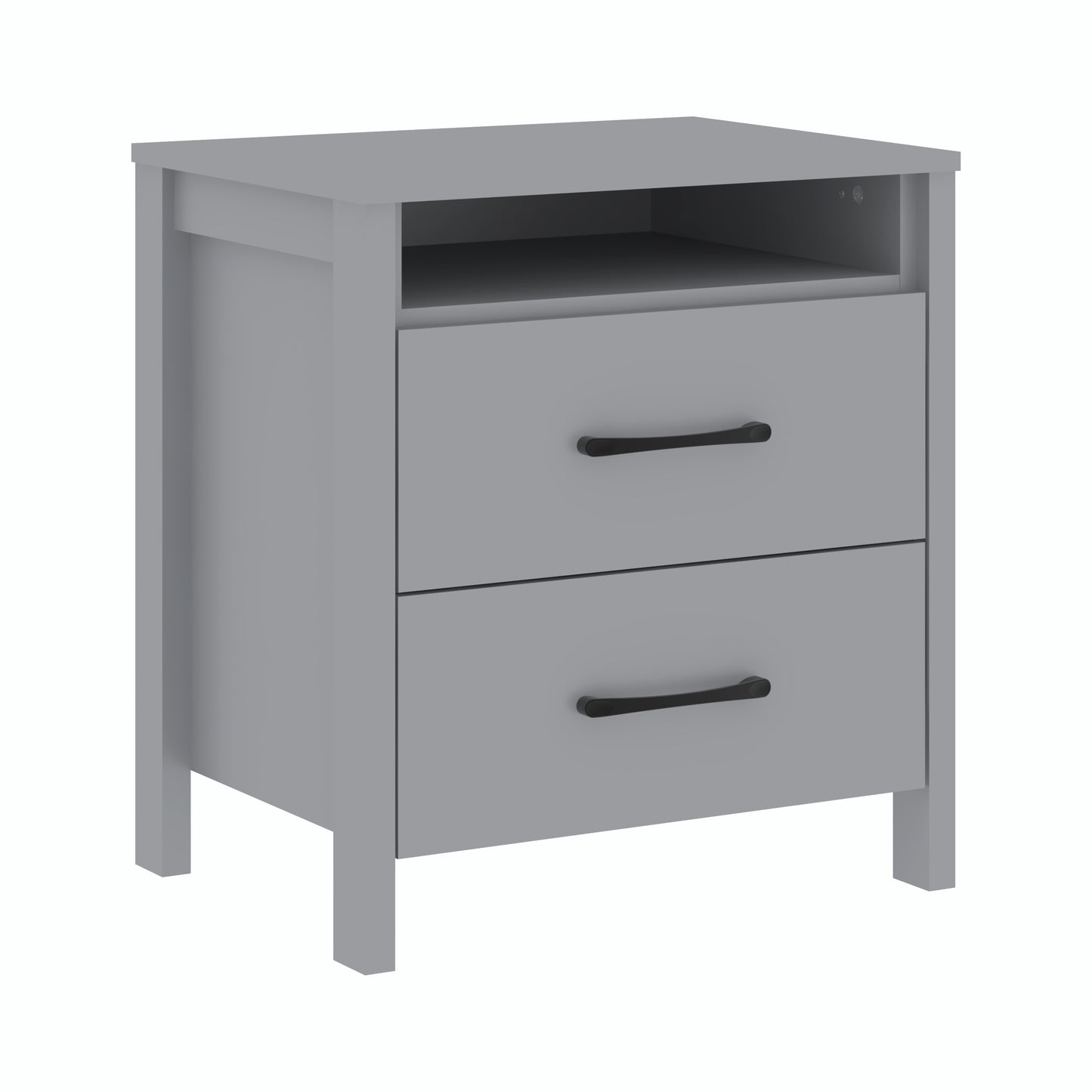Galano Modern 2-Drawer Nightstand with Open Storage 20.9" W × 15.7" D × 22.7" H